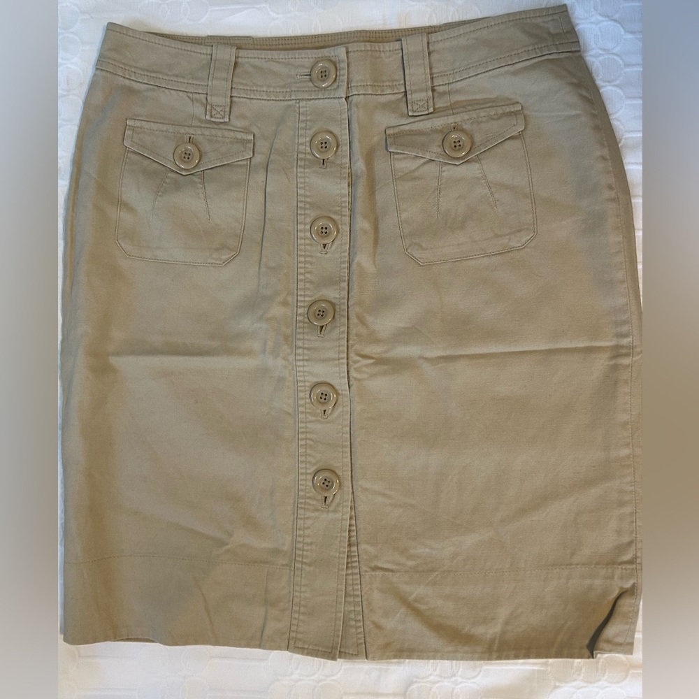 Banana Republic Khaki Button-Down Pencil Skirt